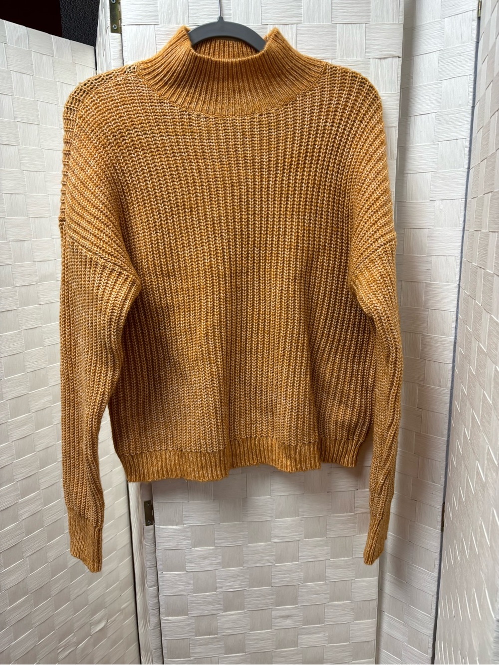 Women's Lauren Conrad Mustard Ribbed Mock Neck Sweater Medium